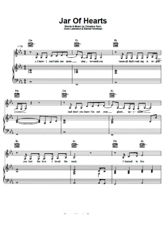 Christina Perri Jar Of Hearts score for Piano