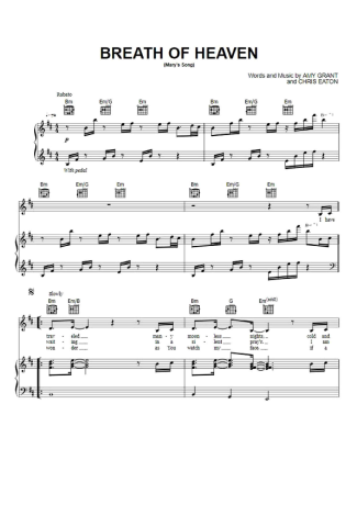 Christmas Songs (Temas Natalinos) Breath Of Heaven score for Piano