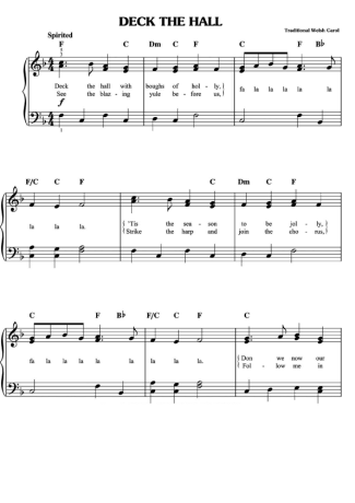 Christmas Songs (Temas Natalinos) Deck The Halls (V2) score for Piano