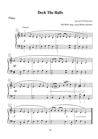 Christmas Songs (Temas Natalinos) Deck The Halls score for Piano