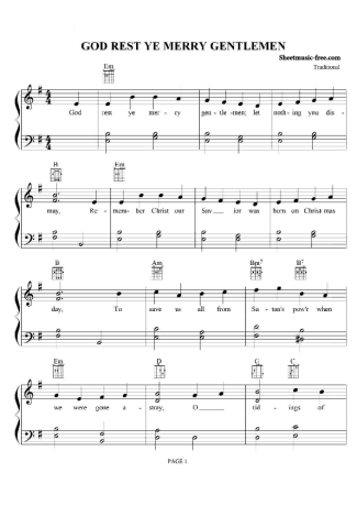 Christmas Songs (Temas Natalinos) God Rest Ye Merry Gentlemen score for Piano