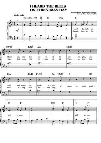 Christmas Songs (Temas Natalinos) I Heard The Bells On Christmas Day score for Piano