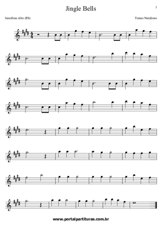 Christmas Songs (Temas Natalinos) Jingle Bells score for Saxofone Alto (Eb)