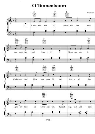 Christmas Songs (Temas Natalinos) O Tannenbaum score for Piano