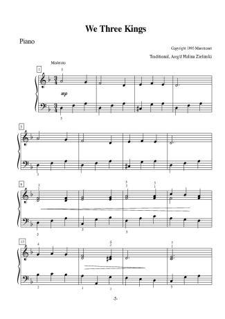 Christmas Songs (Temas Natalinos) We Three Kings score for Piano