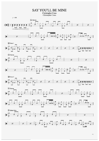 Christopher Cross Say You´ll Be Mine score for Drums