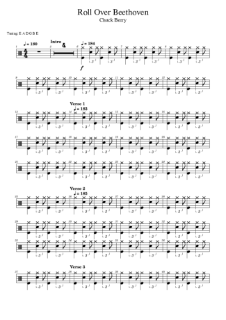 Chuck Berry Roll Over Beethoven score for Drums