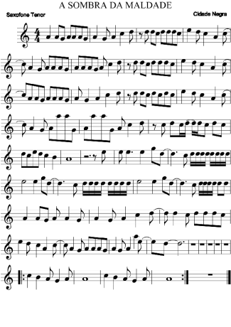 Cidade Negra  score for Clarinet (Bb)