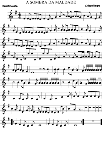 Cidade Negra  score for Alto Saxophone