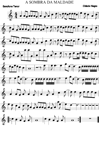 Cidade Negra A Sombra da Maldade score for Tenor Saxophone Soprano (Bb)