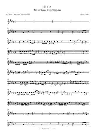 Cidade Negra O Erê score for Tenor Saxophone Soprano (Bb)