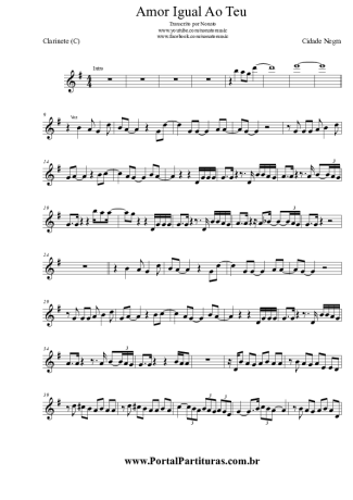 Cidade Negra Onde Você Mora? (Amor Igual Ao Teu) score for Clarinet (C)