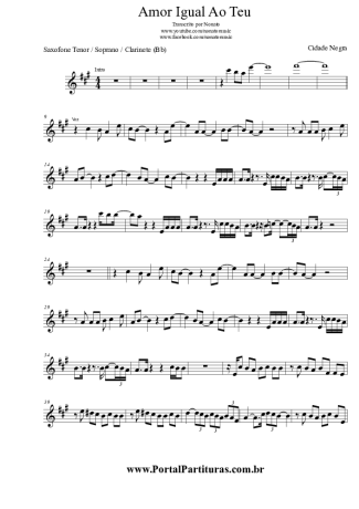 Cidade Negra Onde Você Mora? (Amor Igual Ao Teu) score for Tenor Saxophone Soprano (Bb)