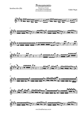 Cidade Negra Pensamento score for Alto Saxophone