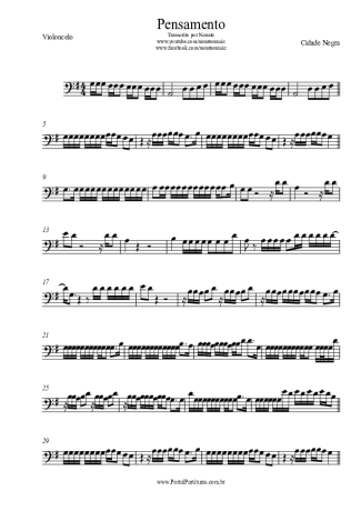 Cidade Negra Pensamento score for Cello