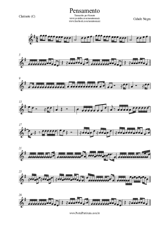 Cidade Negra Pensamento score for Clarinet (C)