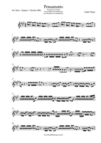 Cidade Negra Pensamento score for Tenor Saxophone Soprano (Bb)