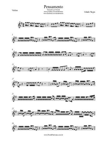 Cidade Negra Pensamento score for Violin