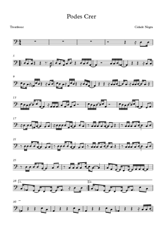 Cidade Negra  score for Trombone