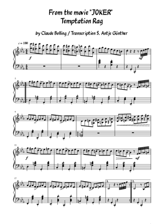 Claude Bolling Temptation Rag score for Piano