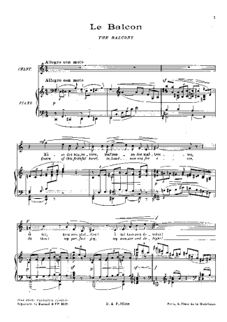 Claude Debussy 5 Poèmes De Baudelaire score for Piano