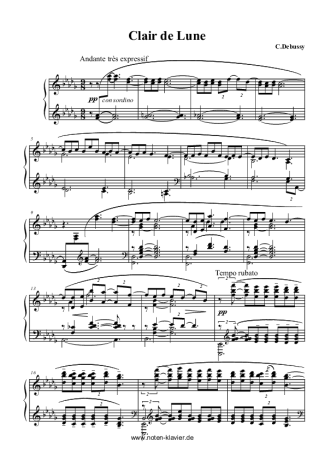 Claude Debussy  score for Piano