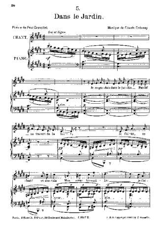 Claude Debussy Dans Le Jardin score for Piano