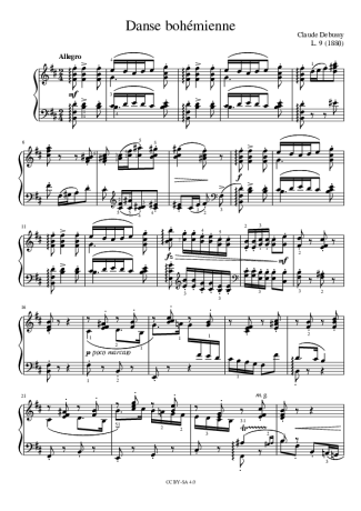 Claude Debussy Danse Bohémienne score for Piano