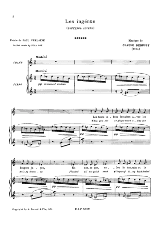 Claude Debussy Fêtes Galantes 2ème Recueil score for Piano