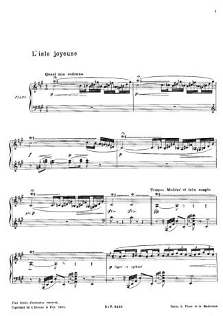 Claude Debussy L Isle Joyeuse score for Piano