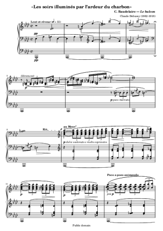 Claude Debussy Les Soirs Illuminés Par L´ardeur Du Charbon score for Piano