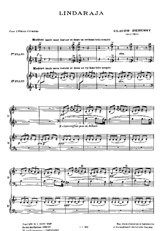 Claude Debussy Lindaraja score for Piano