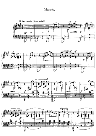 Claude Debussy Mazurka score for Piano