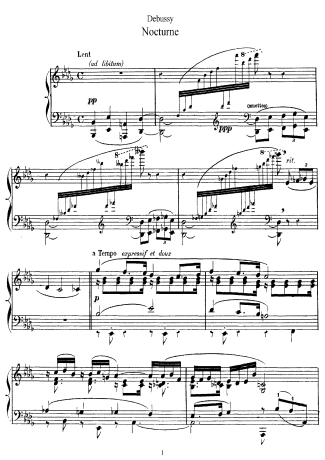 Claude Debussy Nocturne score for Piano