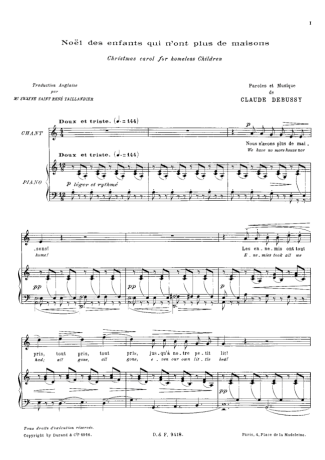 Claude Debussy Noël Des Enfants Qui N Ont Plus De Maisons score for Piano