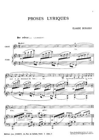 Claude Debussy Proses Lyriques score for Piano
