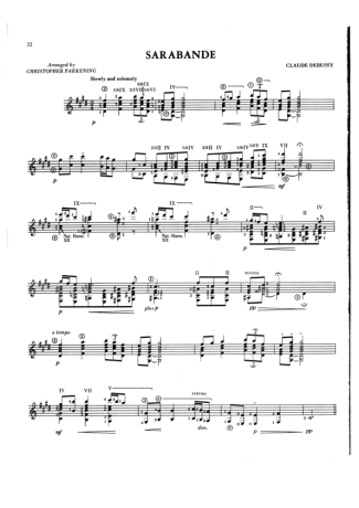 Claude Debussy Sarabande score for Acoustic Guitar