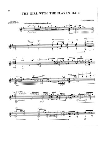 Claude Debussy  score for Acoustic Guitar