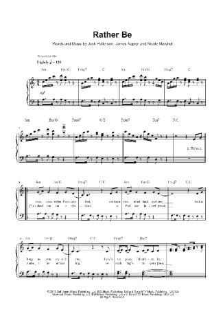 Clean Bandit Rather Be (V2) score for Piano