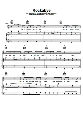 Clean Bandit Rockabye score for Piano