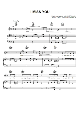 Clean Bandit ft Julia Michaels I Miss You score for Piano
