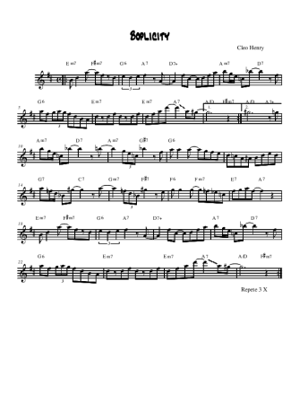 Cleo Henry Boplicity  score for Alto Saxophone