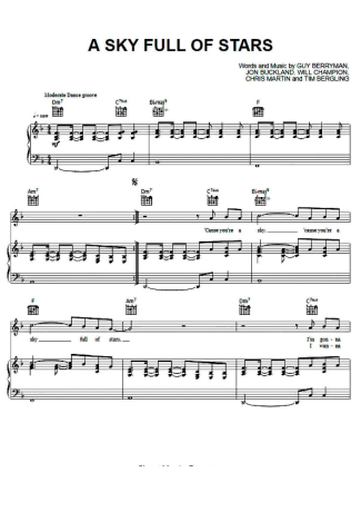 Coldplay A Sky Full Of Stars (V2) score for Piano