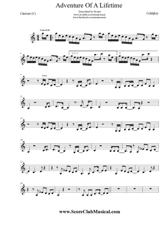 Coldplay Adventure Of A Lifetime score for Clarinet (C)