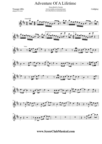 Coldplay Adventure Of A Lifetime score for Trumpet