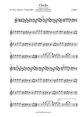 Coldplay  score for Tenor Saxophone Soprano (Bb)