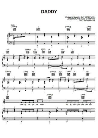 Coldplay Daddy score for Piano