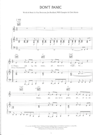 Coldplay  score for Piano