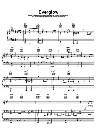 Coldplay Everglow score for Piano