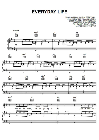 Coldplay  score for Piano